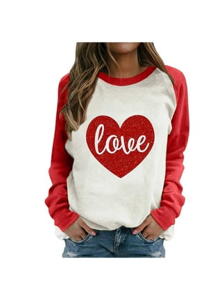  Ringer Tee Womens Valentine Day Heart Love Print Long Sleeve  Tops Blouse T Blank Shirts for Heat Transfer Grey : ביגוד, נעליים ותכשיטים
