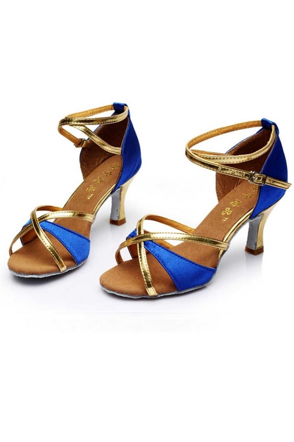Women's Latin Dance Shoes Female's Ballroom Salsa Dance Shoes,Open Toe Buckle Ankle solid color slides sandals for women Sandals for Women Dressy Summer On Clearance