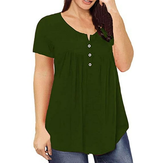 Bouanq Women's Plus Size Tunic Tops T Shirt Floral Casual Swing Blouse
