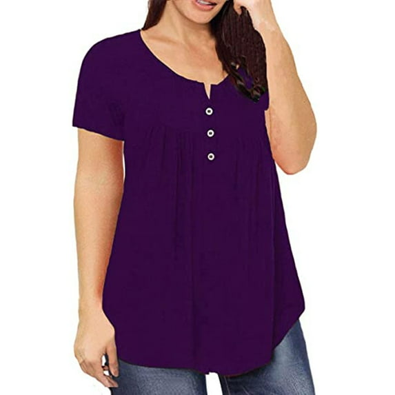 Bouanq Women's Plus Size Tunic Tops T Shirt Floral Casual Swing Blouse