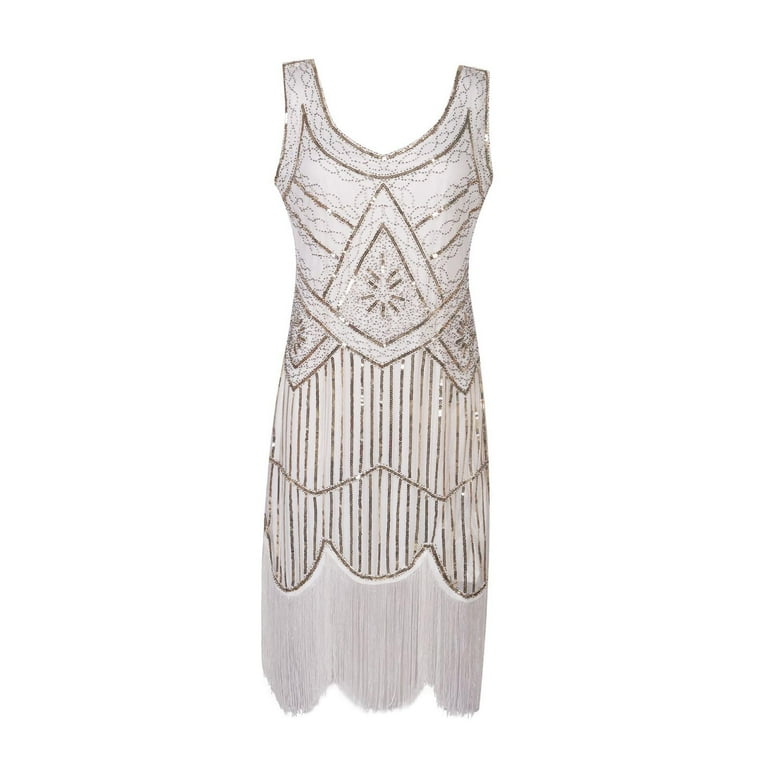 Bouanq Women's Sequin Dress 1920s Flapper Dress Short Sleeve Glitter Sequin  Inspired Fringed Party Cocktail Dresses Evening Gown Wedding Guest Dresses  - Walmart.com