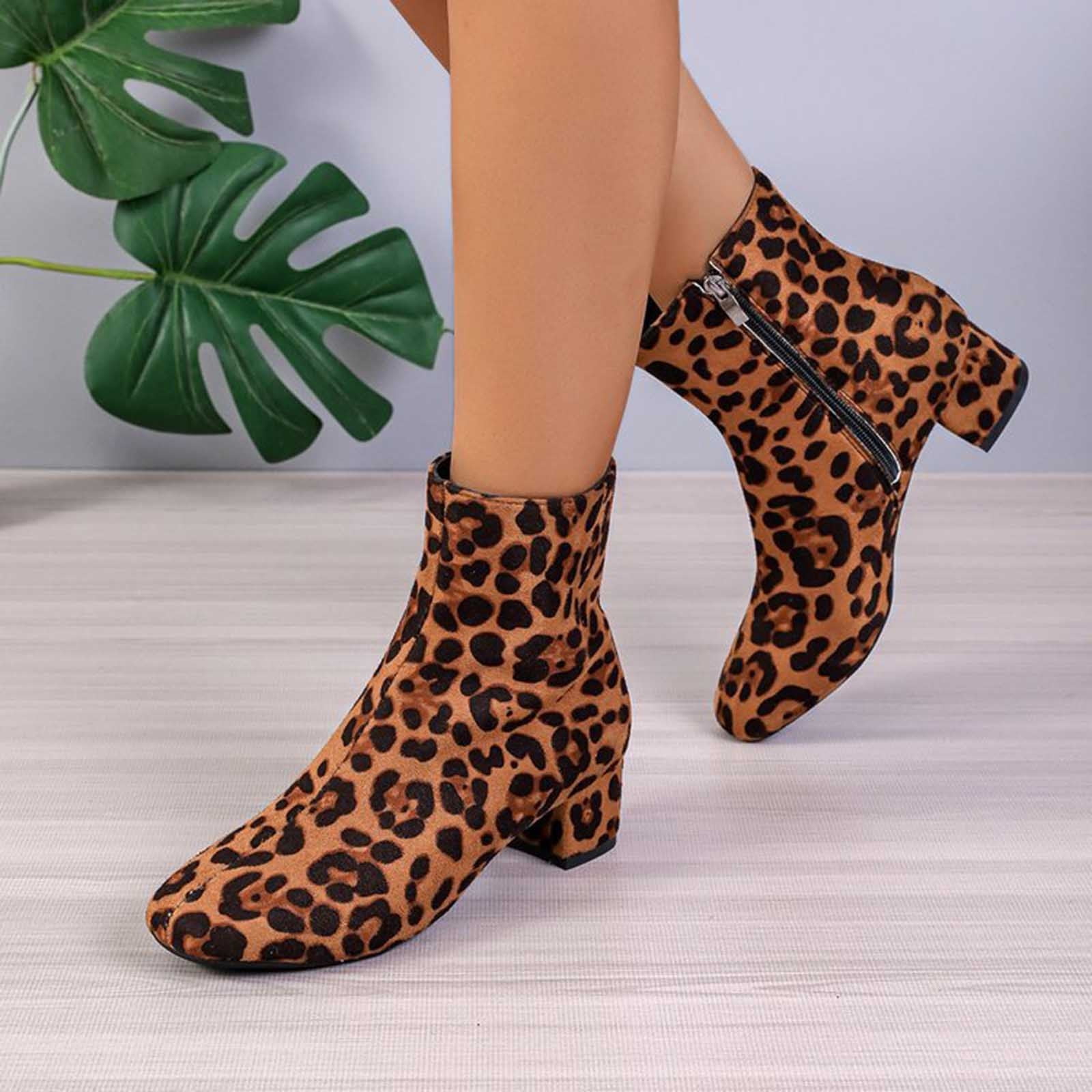 Leopard print best sale flat ankle boots