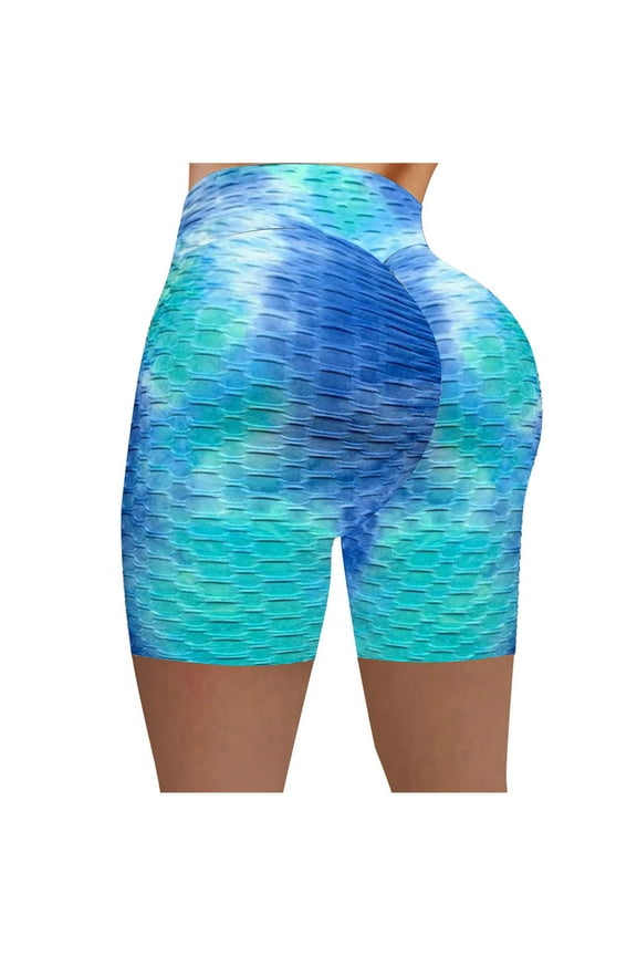 Women's Yoga High Waist Tie-Dye Butt Lift Yaga Shorts Colorful Fitness Workout Compression Biker Short Pants