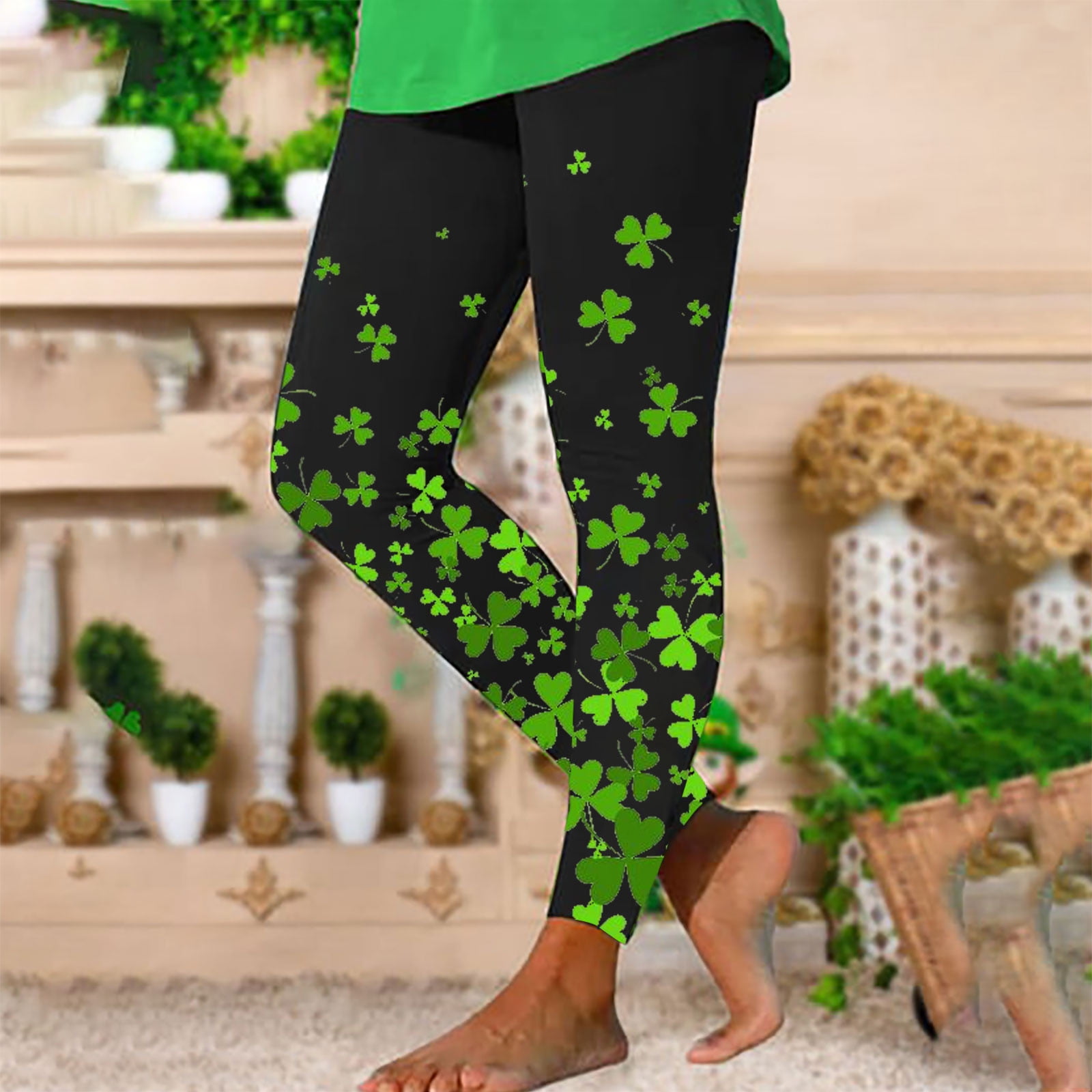 Bouanq Womens St Patricks Day Leggings Irish Tights Stretchy Leggings Skinny Pant For Yoga 