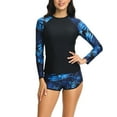 thumbnail image 1 of Bouanq Womens Two Piece Swimsuit 2025 Tankini Bathing Suits Rash Guard Long Sleeve Bathing Suit UV Block Swimsuits Boy Shorts Bottom Swim Shirt, 1 of 7