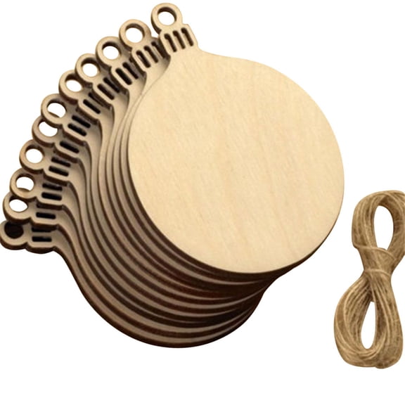 Bouanq Wooden Tags Christmas Balls Decor Art Crafts Ornaments DIY Scrapbooking 10pcs