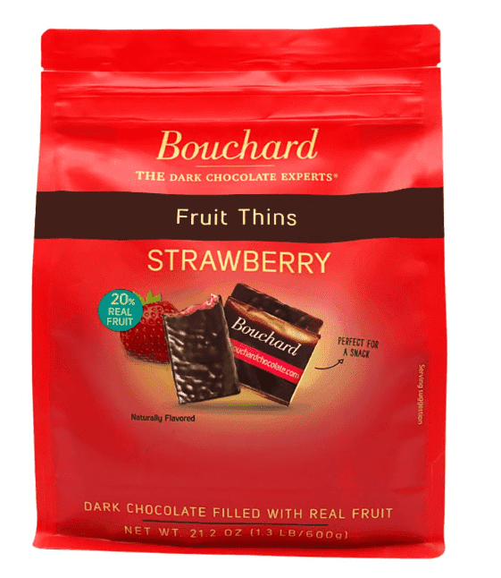 Bouchard's Dark Chocolate Strawberry Thins, 21.2 oz, Real Fruit