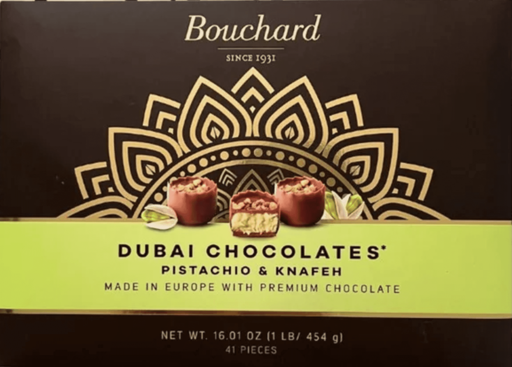Bouchard Luxurious Dubai Chocolate, Pistachio Cream and Knafeh, 41