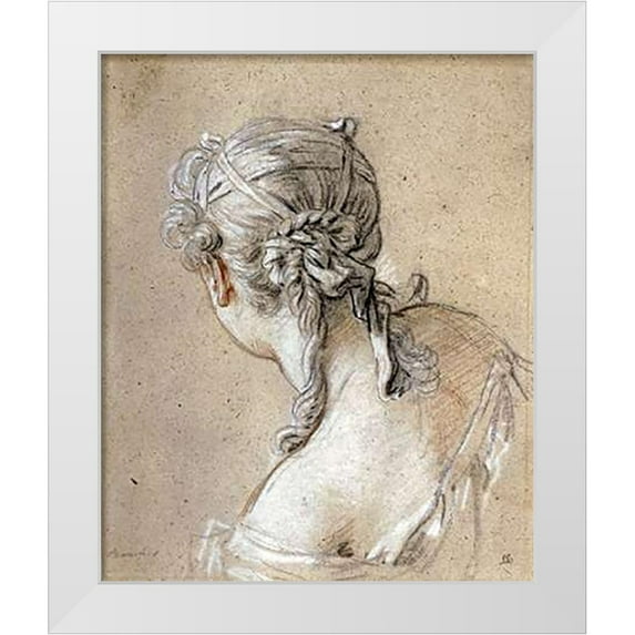 Boucher, Francois 12x14 White Modern Wood Framed Museum Art Print Titled - Head of a Woman Seen From Behind