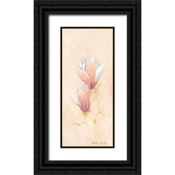 Boucher, Nathalie 10x18 Black Ornate Wood Framed with Double Matting Museum Art Print Titled - Magnolia 1-3