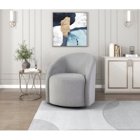 Bouclé Swivel Barrel Chair – 31" Tall – 360° Rotation – Solid Wood Frame – 300 lb Capacity