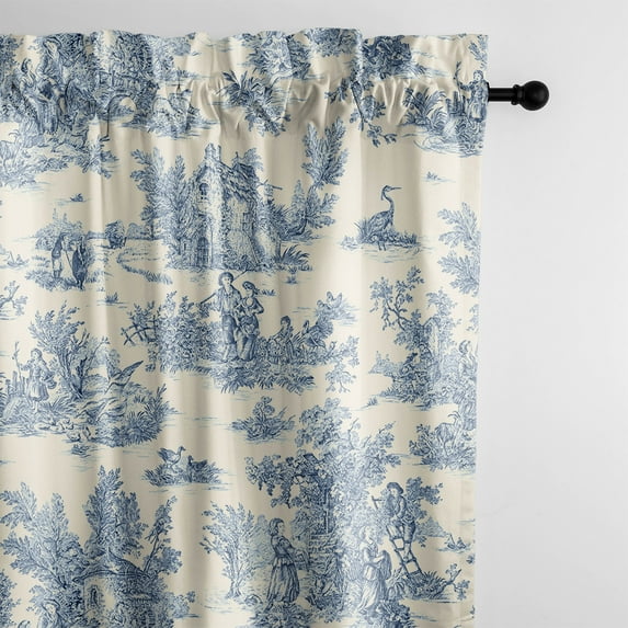 Bouclair Blue Pole Top Drapery Panel - Pair 50"x120"