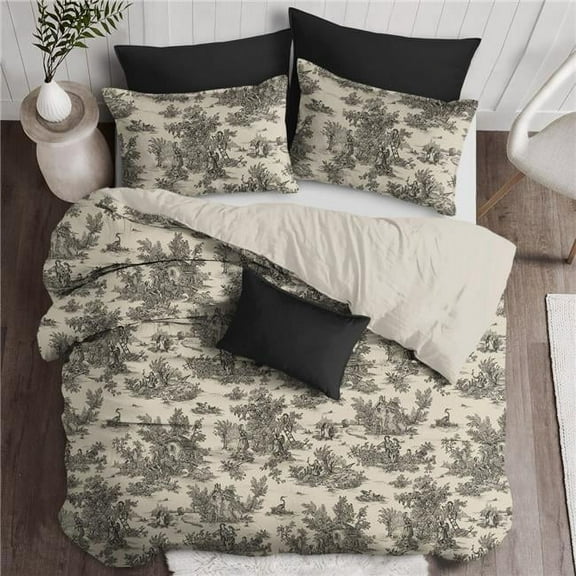 Bouclair Duvet Cover & 2 Pillow Shams Set, Black - Super King Size - 3 Piece