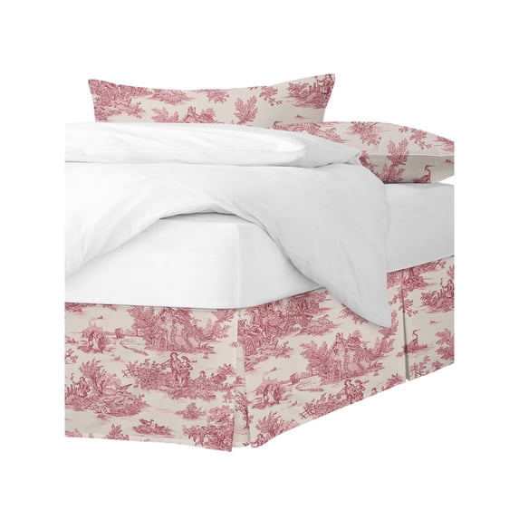 Bouclair Red Platform Bed Skirt Full 18" Drop