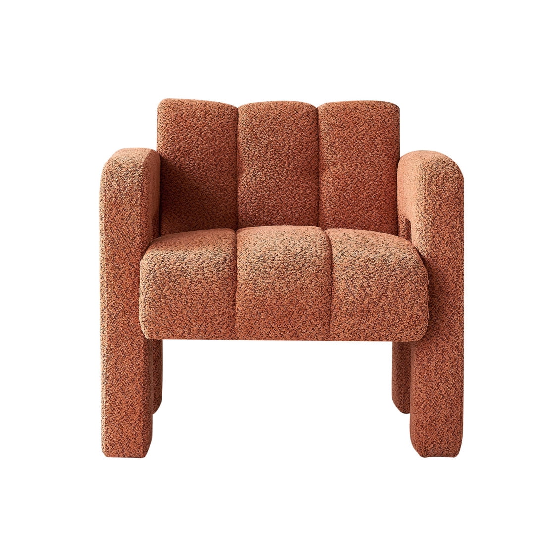 Boucle Accent Chair, 31" Upholstered Armchair with Solid Wood Frame ...