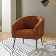 thumbnail image 1 of Boucle Accent Chair Barrel Chair Metal Legs Upholstered Chenille Lounge Single Sofa Bedroom Living Room Rust, 1 of 8