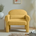 thumbnail image 1 of Boucle Accent Chair with Lumbar Pillow, Modern Armchair, Minimalist Single Sofa Chair with Unique Arch Leg and Curved Backrest Design for Living Room, Bedroom and Reading Room, Antique Yellow, 1 of 6