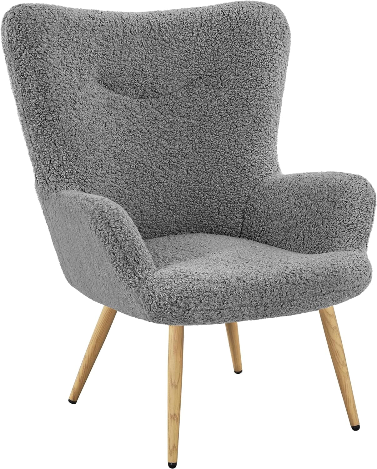 Boucle Accent Chair, Modern Fabric Armchair, Comfy Fluffy Barrel Chair ...