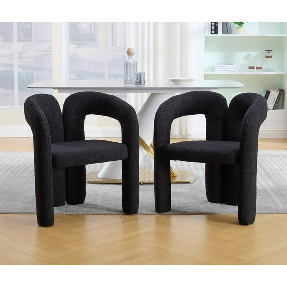 Boucle Accent Chairs Set of 2, Modern Upholstered Barrel Dining Chair - Fabric Living Room Chairs,Comfy Barrel Side Chair Lounge Arm Chair for Living Room,Kitchen, Dining Room