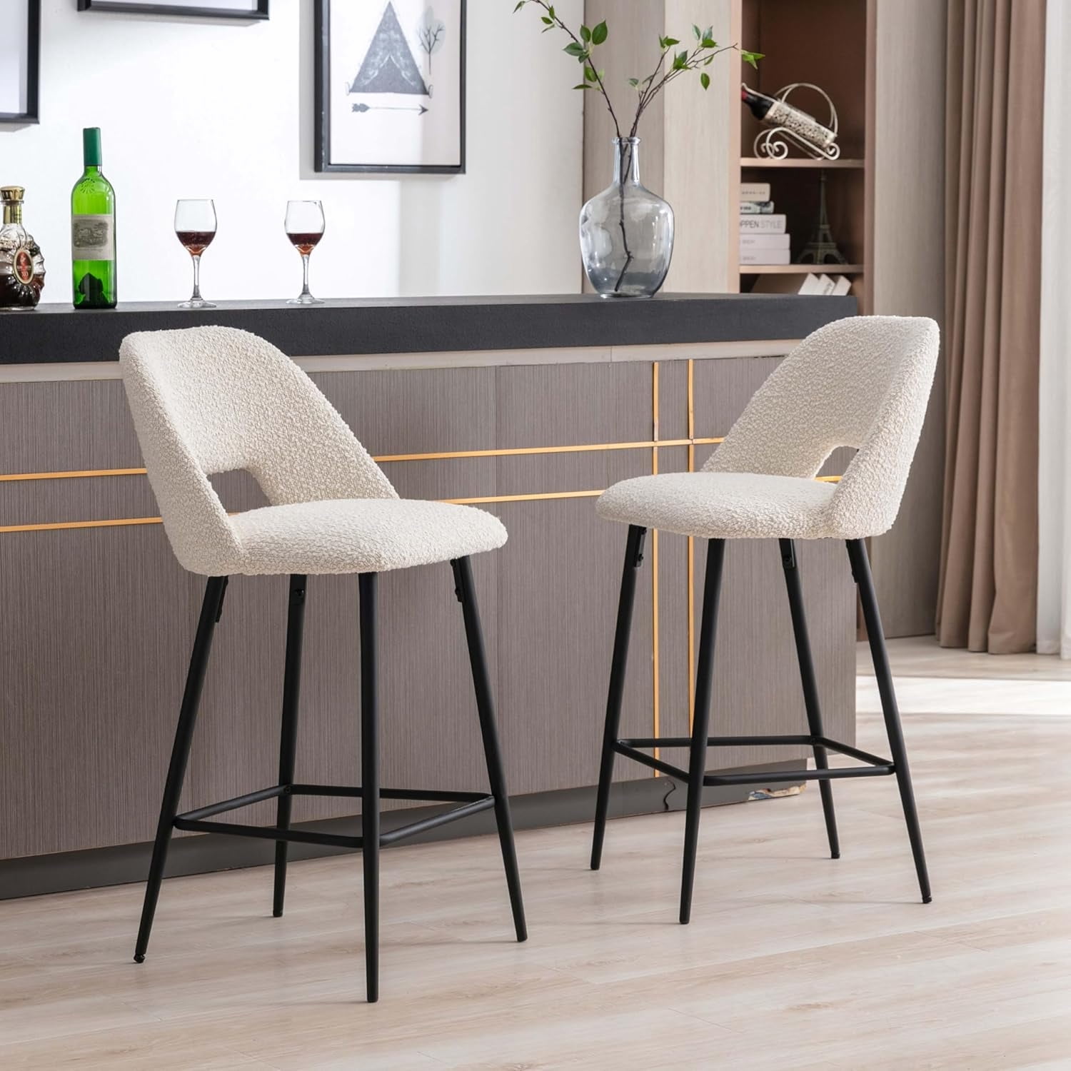 Boucle Counter Stool Upholstered Counter Height Stools Boucle Bar ...