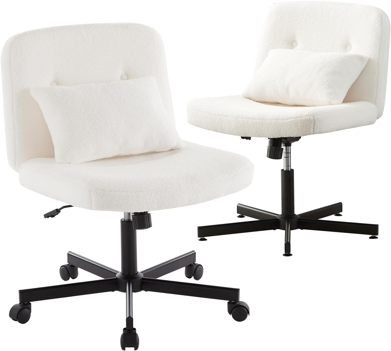 Boucle Criss Cross Armless Home Office Chair with Replaceable Wheels