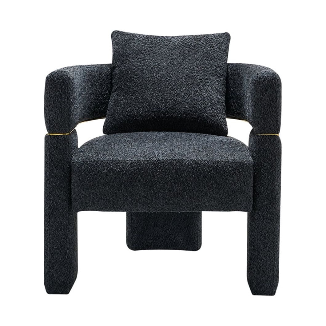 Boucle Dining Chair, 30.51" Sherpa Barrel Accent Chair with Pillow, Modern Upholstered Armchair ...