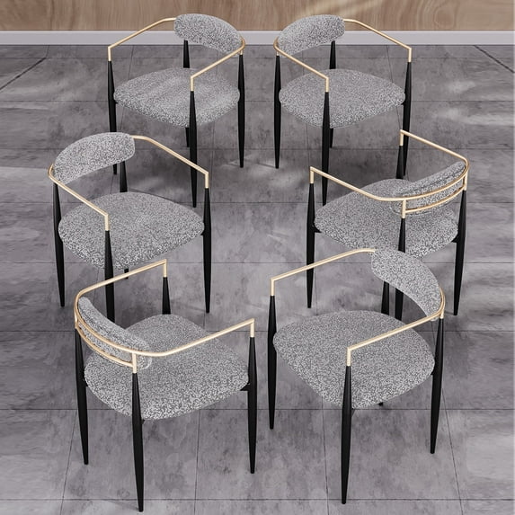 Boucle Dining Chair Set of 6, Mid-Century Luxury Upholstered Armchairs for Kitchen Restaurant Cafe-Farati