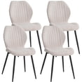 thumbnail image 1 of Boucle Dining Chairs Set of 4, Mid Century Modern Kitchen Chairs Comfortable Upholstered Armless Accent Dinning Room Chairs with Back and Metal Legs for Kitchen, Bedroom, Living Room, Beige, 1 of 9