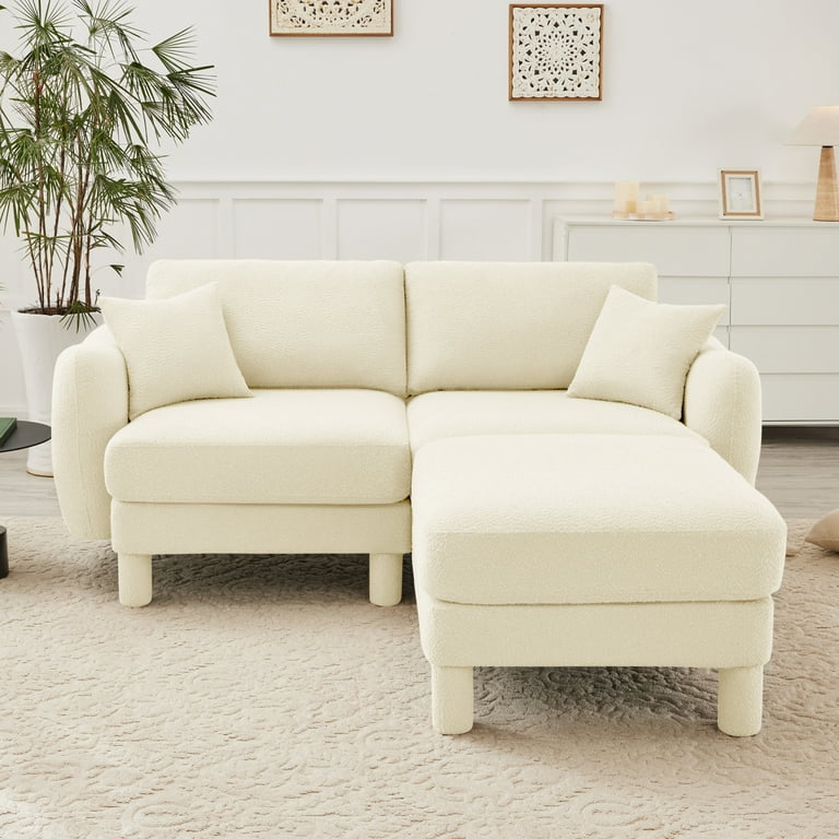 Boucle Fabric 2-Seater Loveseat Sofa with Shell-Shaped Armrests