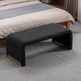 thumbnail image 1 of Boucle Fabric Entryway Loveseat Bench, 43.3" Ottoman Footstool with Gold Metal Legs, Modern Accent Bedroom Bench Vanity Bench Shoe Bench for Indoor Living Room, Black, 1 of 6