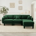 thumbnail image 1 of Boucle Fabric L Shape Sectional Sofa With Removable Ottoman And Shell Shaped Armrests Modern Green Couch For Living Room, 1 of 9