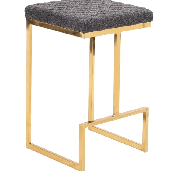 Boucle Fabric Mid-Century Stool / Comfortably Seat Solo in Grey