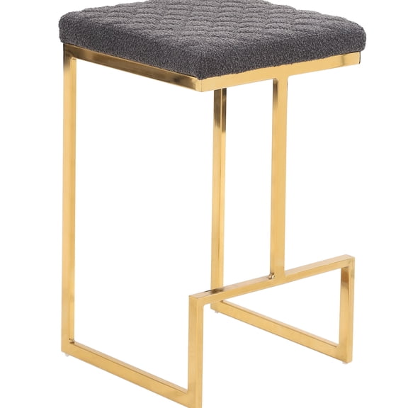 Boucle Fabric Stool Mid-Century / Grey Velvet for a Single Seat