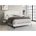 Boucle Fabric Upholstered Full Size Platform Bed Frame, Round Arc Wing ...