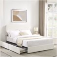 thumbnail image 1 of Boucle Fabric Upholstered Platform Bed, Queen Size with Storage Drawers & Adjustable Headboard, 1 of 10