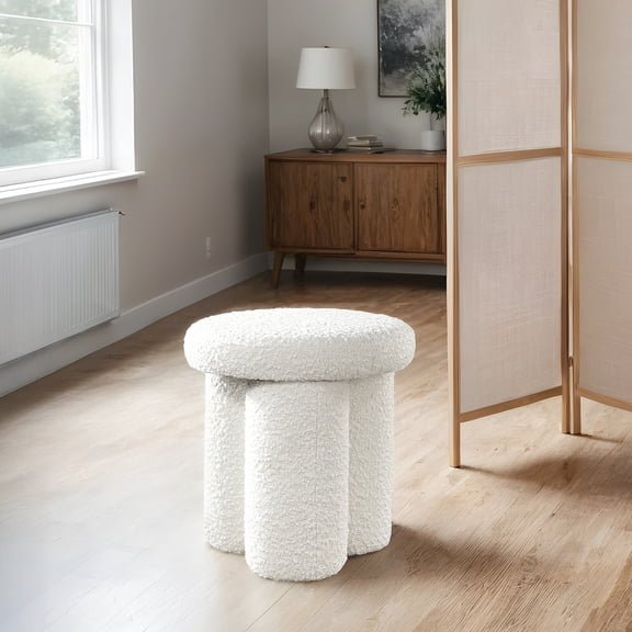 Boucle Seating Stool - Provide A Comfy Spot In Your Home Compact Size No Assembly Construction