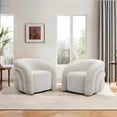thumbnail image 1 of Boucle Swivel Barrel ChairSet of 2, No Assembly Round Upholstered Armchair Accent Chair Single Sofa Chair for Living Room-White, 1 of 6
