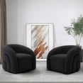 thumbnail image 1 of Boucle Swivel Chair Set of 2 No Assembly Round Upholstered Swivel Barrel Arm Chair Single Sofa Chair Reading Chair for Living Room-Black, 1 of 5