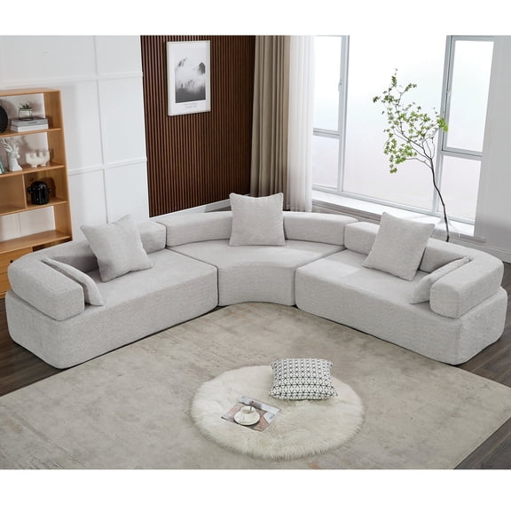 Boucle Upholstered 4-seater Corner Sofa / Inviting Seating in Living Room