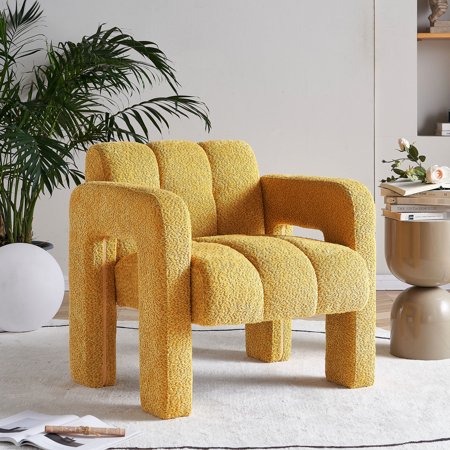 Boucle Upholstered Accent Chair | Comfortable for 250 lbs | Living Room Use