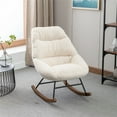 thumbnail image 1 of Boucle Upholstered Rocking Chair, Comfortable Accent Chair Glider Rocker with Padded Seat, Nursery Rocking Chair with Metal Base and Rubberwood Legs for Living Room Bedroom Offices, Beige, 1 of 7