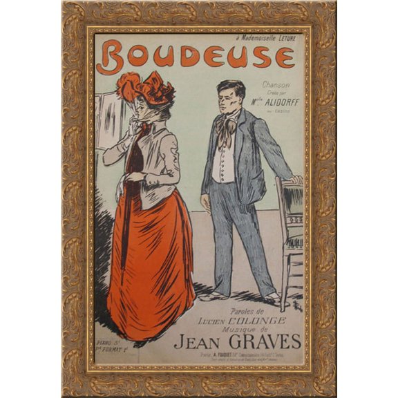 Boudeuse 24x18 Gold Ornate Wood Framed Canvas Art by Theophile Steinlen
