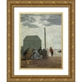 thumbnail image 1 of Boudin, Eugene 12x14 Gold Ornate Wood Framed with Double Matting Museum Art Print Titled - The Beach at Deauville, 1 of 4
