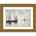 thumbnail image 1 of Boudin, Eugene 14x11 Gold Ornate Wood Framed with Double Matting Museum Art Print Titled - Scene Du Port, 1 of 4