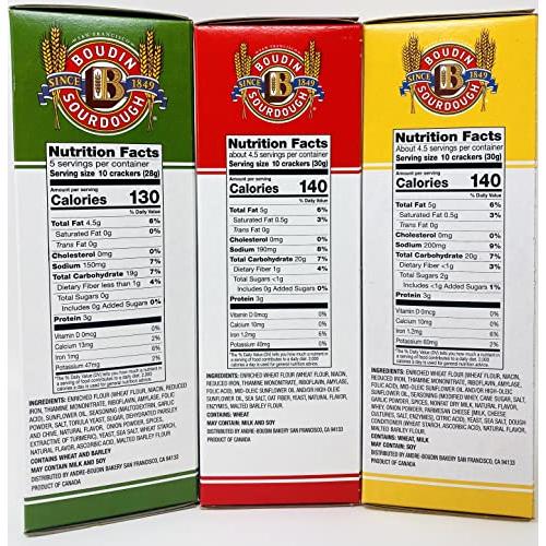 Boudin Sourdough Twice Baked Gourmet Crackers Variety PACK Garlic And