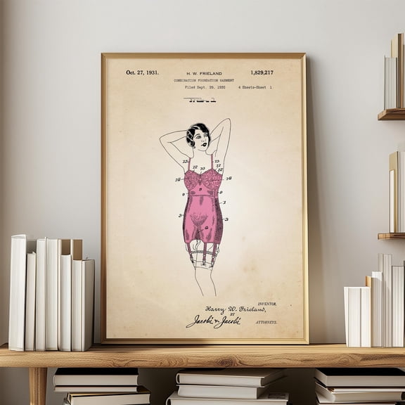 Boudoir Vintage Lingerie Women Undergarment Nostalgic Decoration Fashion 1930S Retro Decorative Wall Art Poster , Poster Print Only