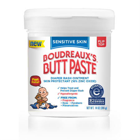 Boudreaux's Butt Paste Diaper Rash Ointment, For Sensitive Skin, 14 OZ Jar