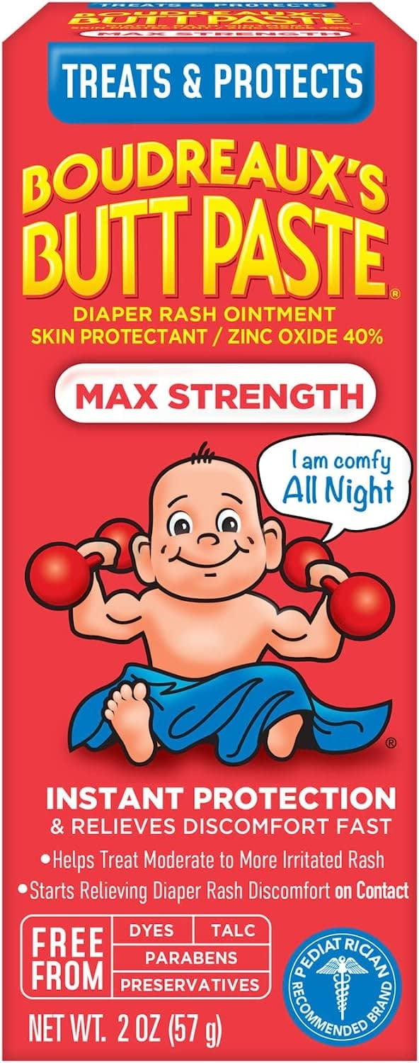 Boudreaux's Butt Paste Diaper Rash Ointment, Maximum Strength, 2 Ounce ...