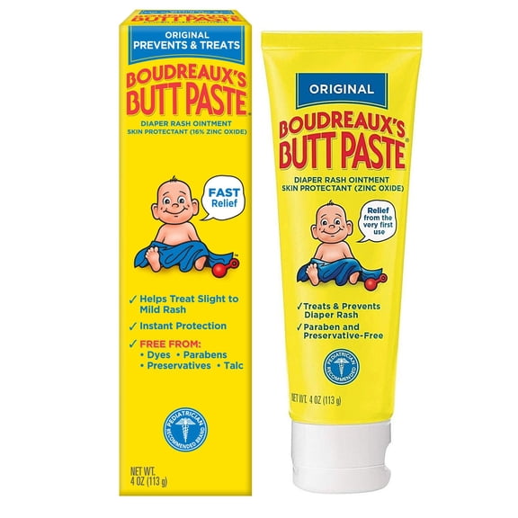 Boudreaux's Butt Paste Diaper Rash Treatment, Zinc Oxide, Scented, 4 oz Tube, 1 Ct