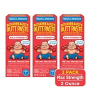 Boudreaux's Butt Paste Max Strength, Baby Diaper Rash Cream, Ointment, 2 oz Tube, 3 Pack